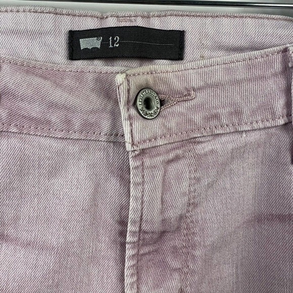 Levis 501 Mauve Pink Jean Denim Shorts Size 12 Frayed Hem - Picture 2 of 14